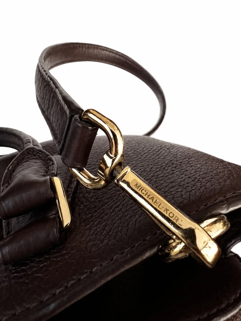 Michael Kors Dark Brown Pebbled Shoulder Bag with Gold Hardware